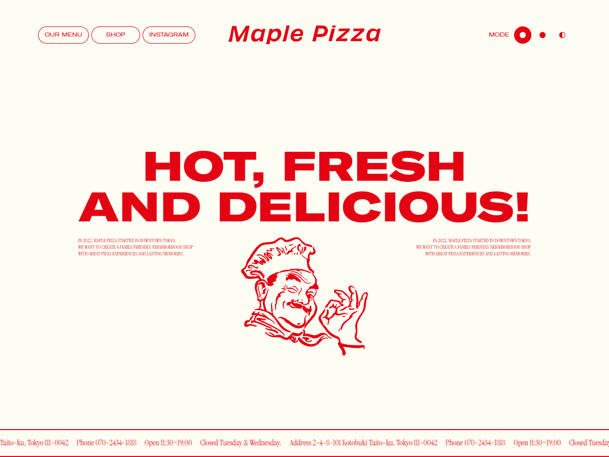 飲食店・カフェ ブランドサイト制作 WEBデザイン参考ギャラリー Maple Pizza（メイプルピザ）